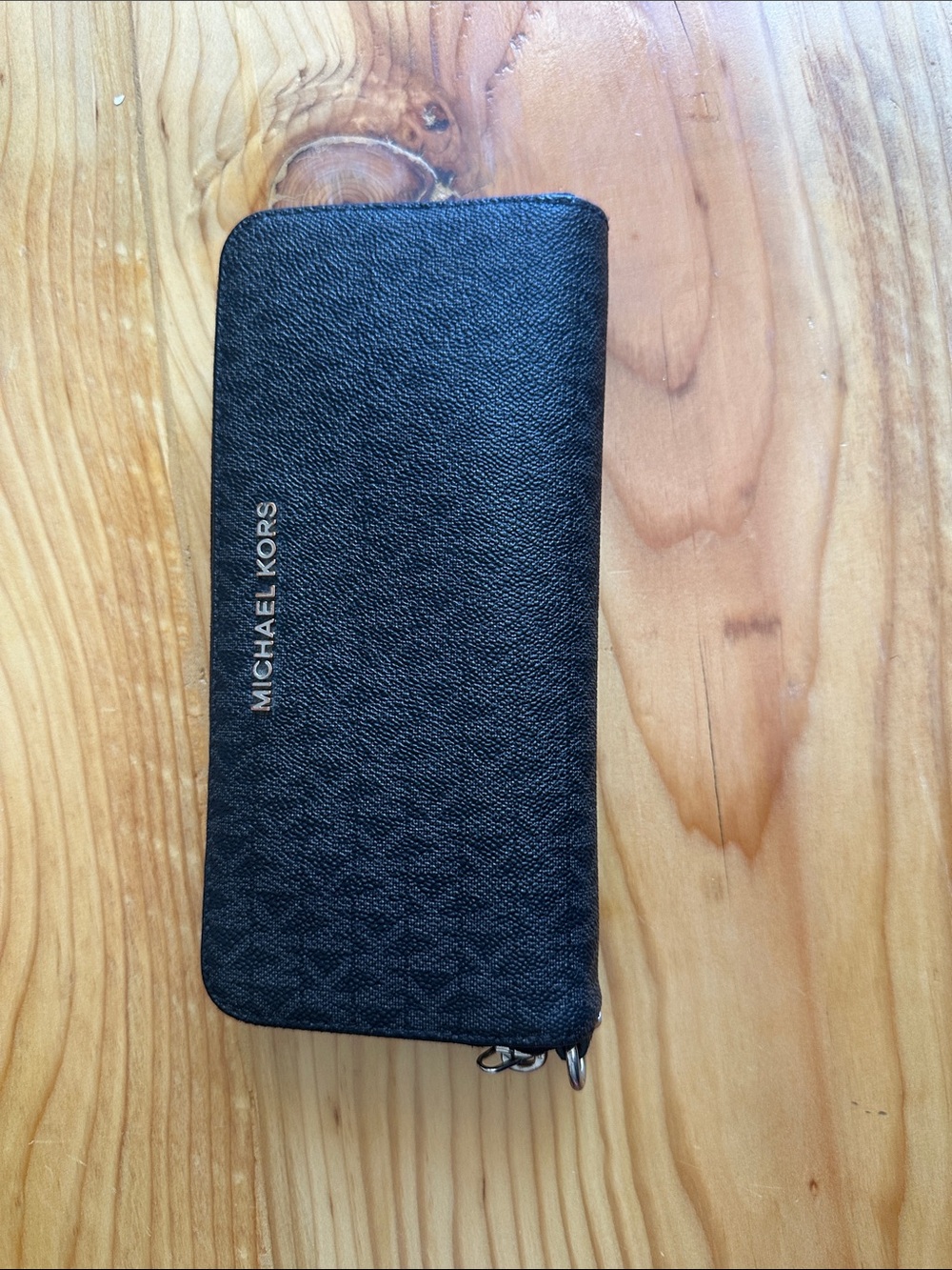Michael Kors Black Pebbled Zip-Around Wallet